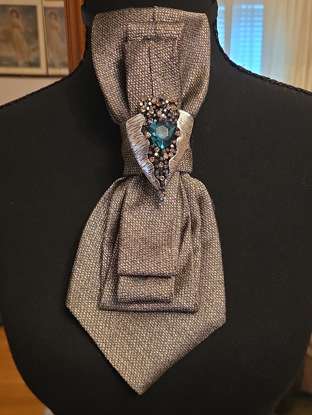 Women’s Gray Crystal-Accent Ascot Scarf